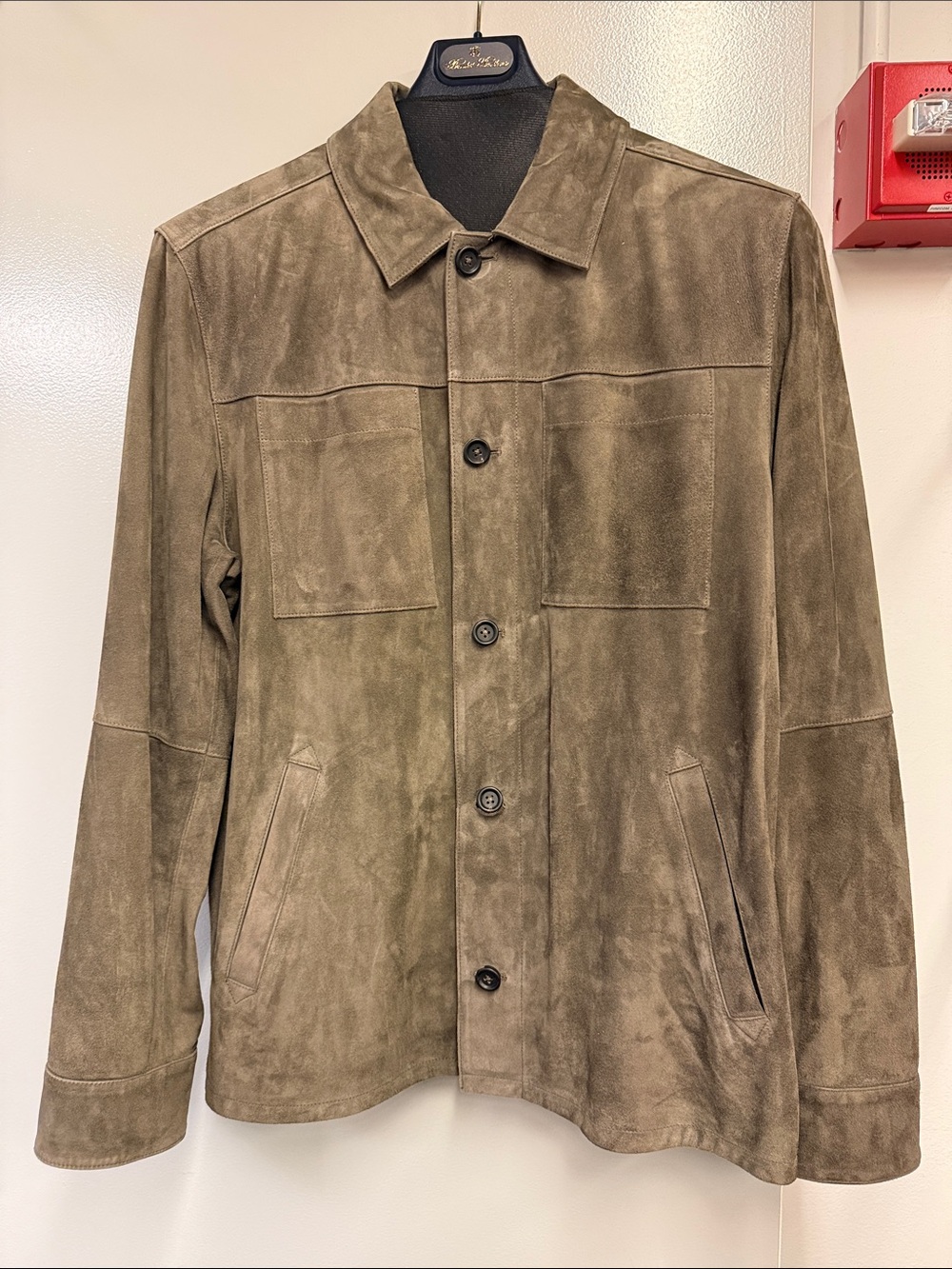 Brooks Brothers Olive Grey Suede Shirt Jacket